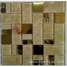 Gold mix electroplated laminated glass mosaic